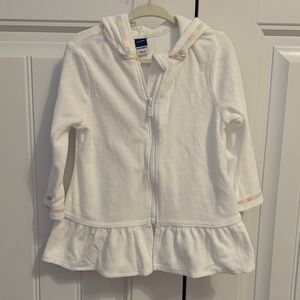 Old Navy Toddler Girls Hooded Terry Zip Coverup with Ruffle Hem